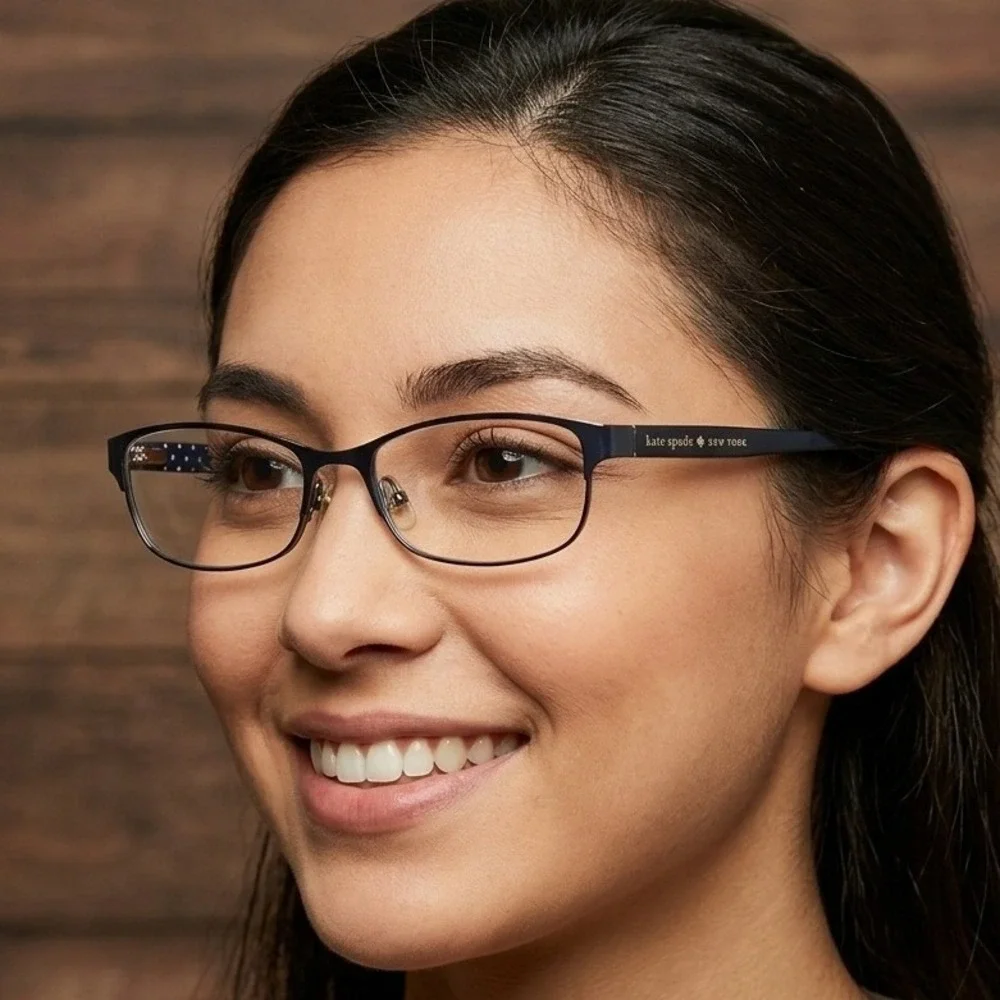 Kate Spade New York Navy Blue Polka Dot Eyeglasses 52-‎ 17 -135 FRAMES ONLY